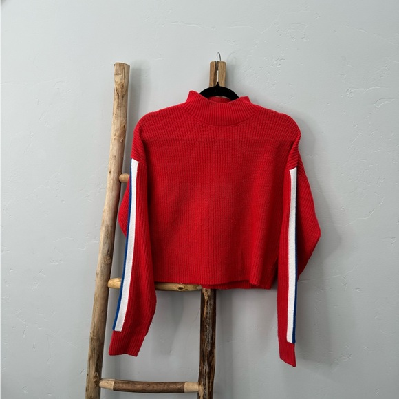 H&M Racer Stripe Crop Top Turtleneck Sweater - Picture 3 of 11